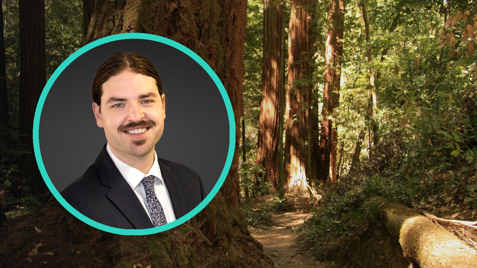 Austin Zehnder in a California redwood forest